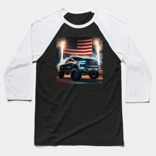 Dodge Ram and The American Flag by Gas Autos Baseball T-Shirt